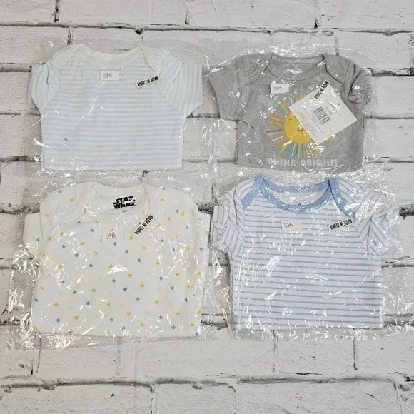 0/3m Boys Bodysuit SET 1, 4pcs basic baby bodysuits. Baby Essentials - Picture 1 of 6